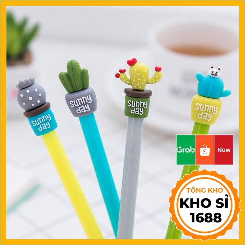 Bút Bi Viết Hình Cây Xương Rồng - Bút Bi Nước Văn Phòng Mực Gel Đen Ngòi 0.5mm E961