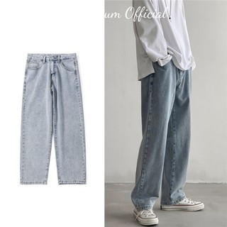 Quần jean trắng nam baggy ống suông rộng dáng đứng vải jeans bò xanh phom xuông cao cấp SR01 hottrend 2022