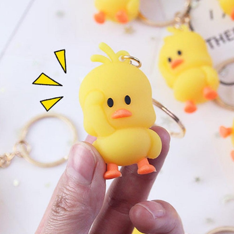Móc Khóa Hình Chú Vịt Vàng Dễ Thương Vui Nhộn DIY