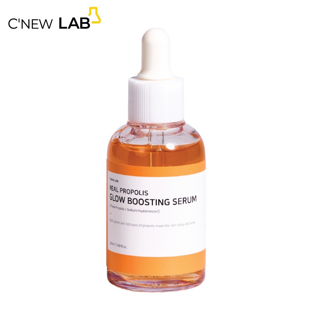 Serum dưỡng trắng Real Propolis Glow Boosting Serum C'NEW LAB giúp da mịn màng và tươi sáng 50ml - màu vàng