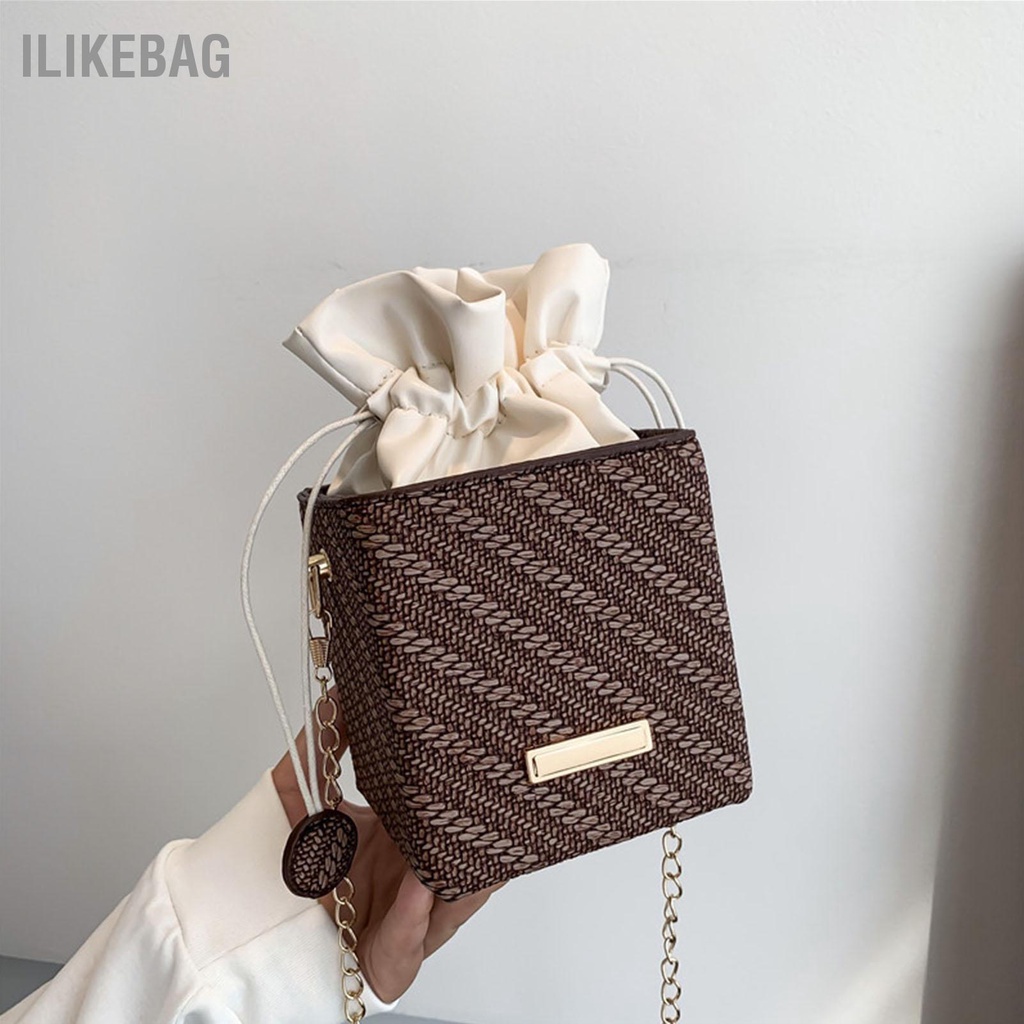 Ilikebag Túi đeo vai chuỗi đơn nữ chéo xách dây rút để mua sắm hàng ngày