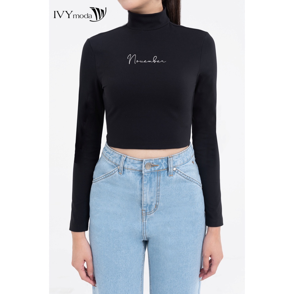 Áo thun ôm dáng croptop nữ IVY moda MS 58M8152