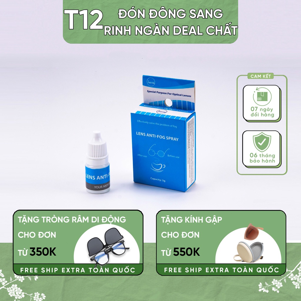 Dung dịch chống mờ kính Lens Nano Anti-Fog Spray hiệu quả 100% chống bám hơi nước trên kính mắt 5g Lumos PK-07