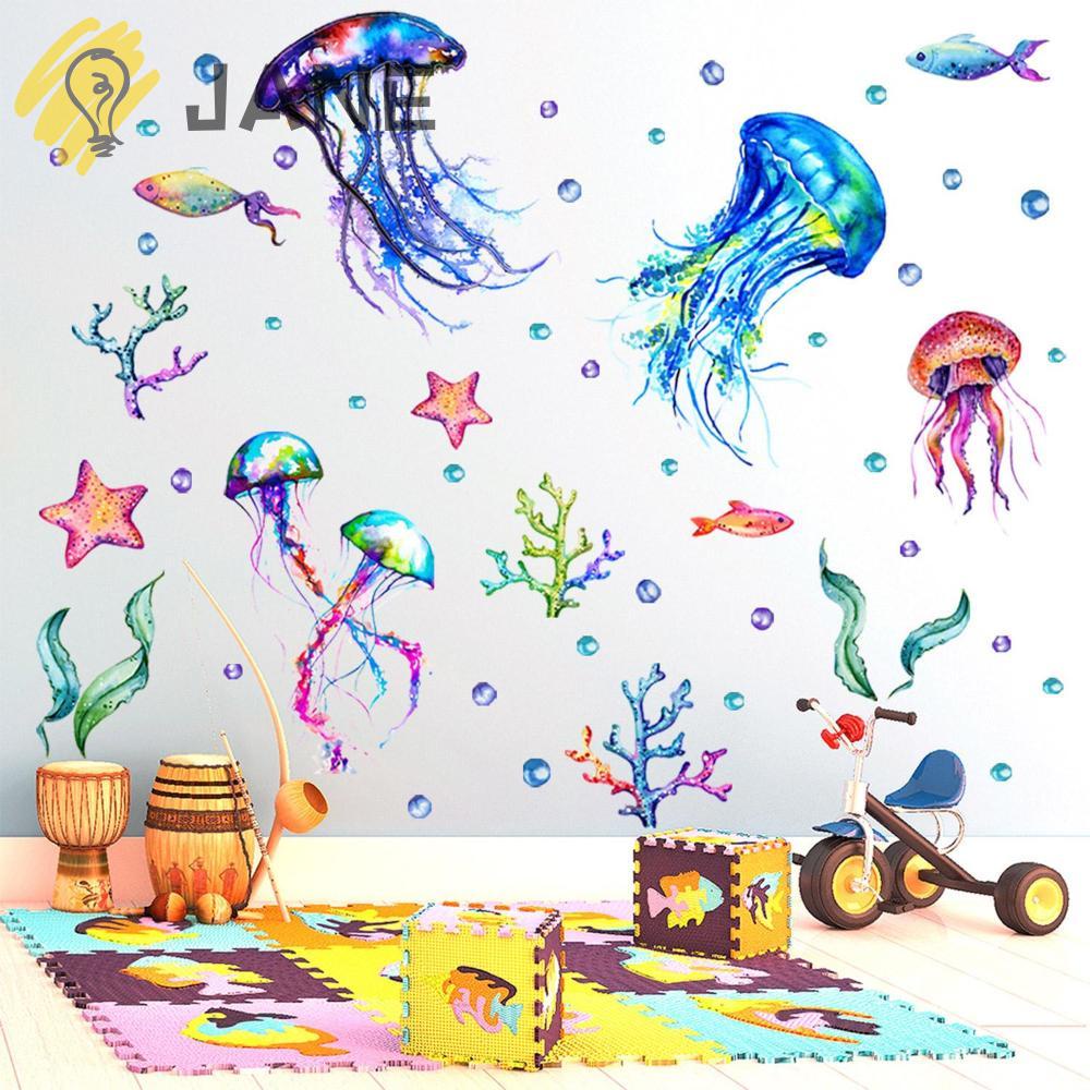 Sticker Dán Tường Vinyl Hình Con Sứa Biển Dùng Trang Trí Phòng Ngủ Cho Trẻ