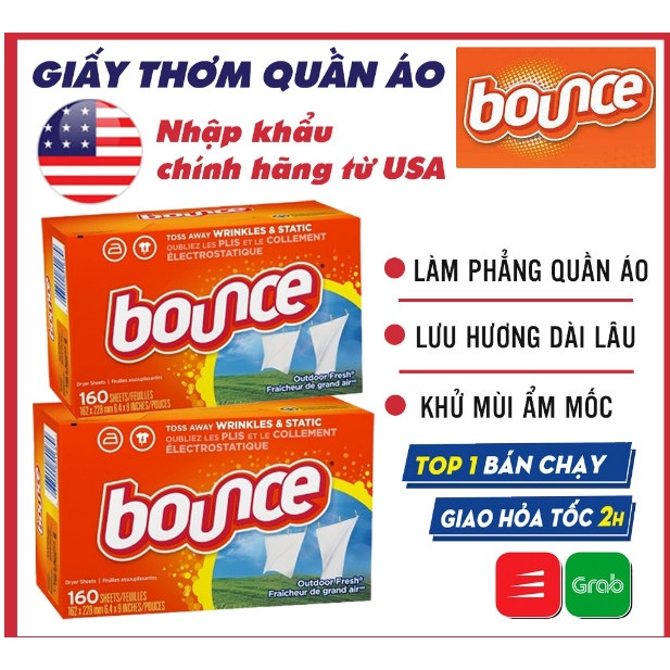 Giấy Thơm Quần Áo Bounce Mỹ 320 Tờ Nguyên Hộp - Làm Thơm Quần Áo Và Loại Bỏ Mùi Ẩm Mốc