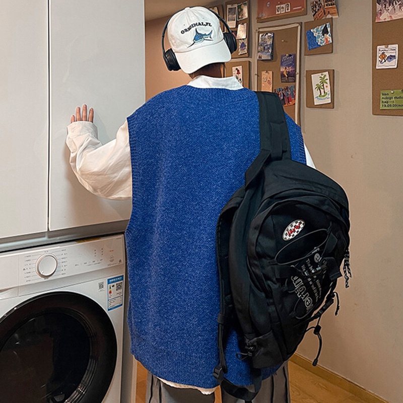 Áo Len Không Tay Dáng Rộng Màu Sắc Đơn Giản Dễ Phối Đồ Phong Cách harajuku