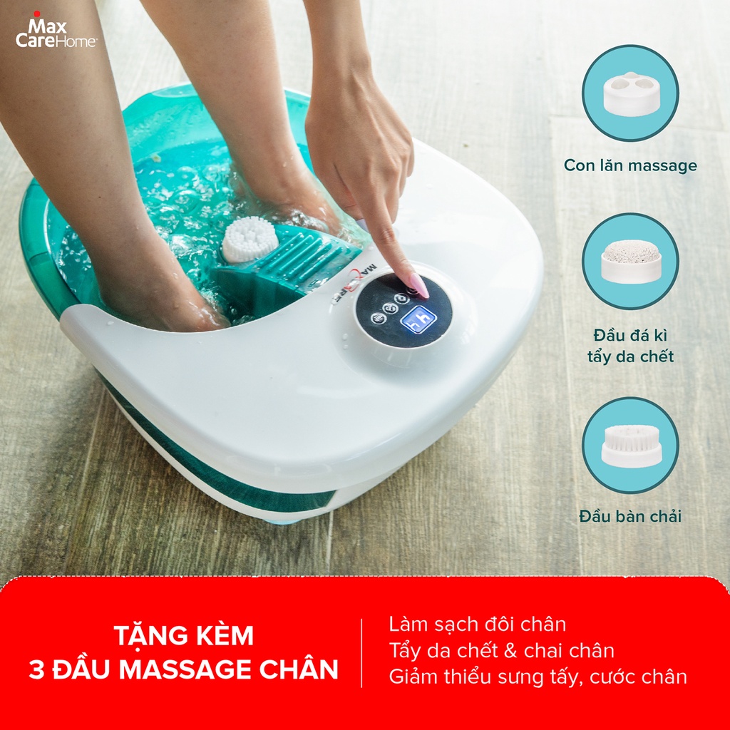 Bồn ngâm massage chân cao cấp điều chỉnh nhiệt độ Maxcare Max642Pro chống giật, đun nóng và giữ ấm nước từ 35-45 độ C