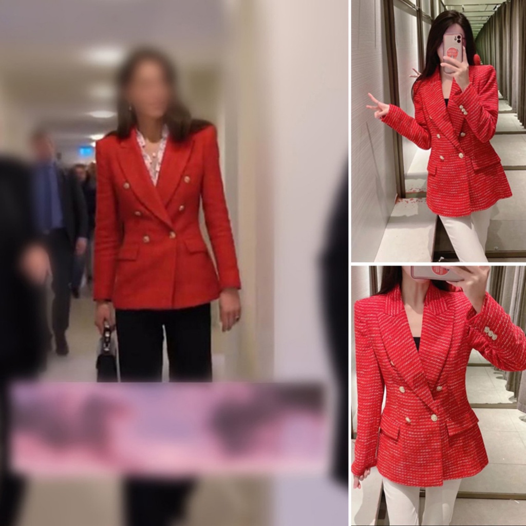 Ảnh thật 7 hình cuối-HC986.Áo blazer Tweed phong cách Âu Mỹ kiểu dáng US Zar sang chảnh