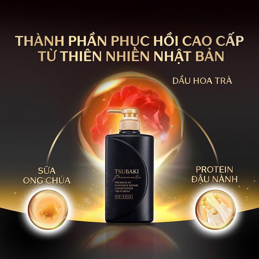 Bộ Đôi Gội Xả Phục Hồi Hư Tổn Nặng & Giảm Gãy Rụng - Công Nghệ Ion Tsubaki Premium EX Intensive Repair 490ml/chai