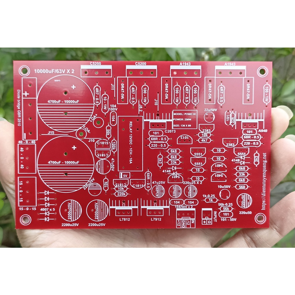 PCB Mạch Công Suất 4 Sò Mono Liền Nguồn Trắng - 1 Cái