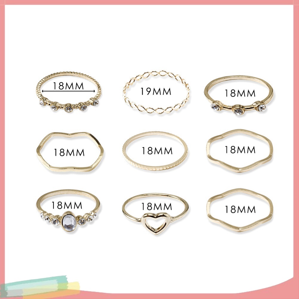 Bộ 9 nhẫn hợp kim trang trí ngọc trai giả xinh xắn cho nữ