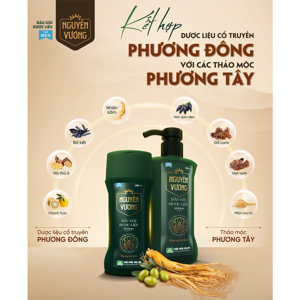 Dầu gội dược liệu Nguyên Vương dành cho nam chai 200ml,250ml - Hương Lịch Lãm