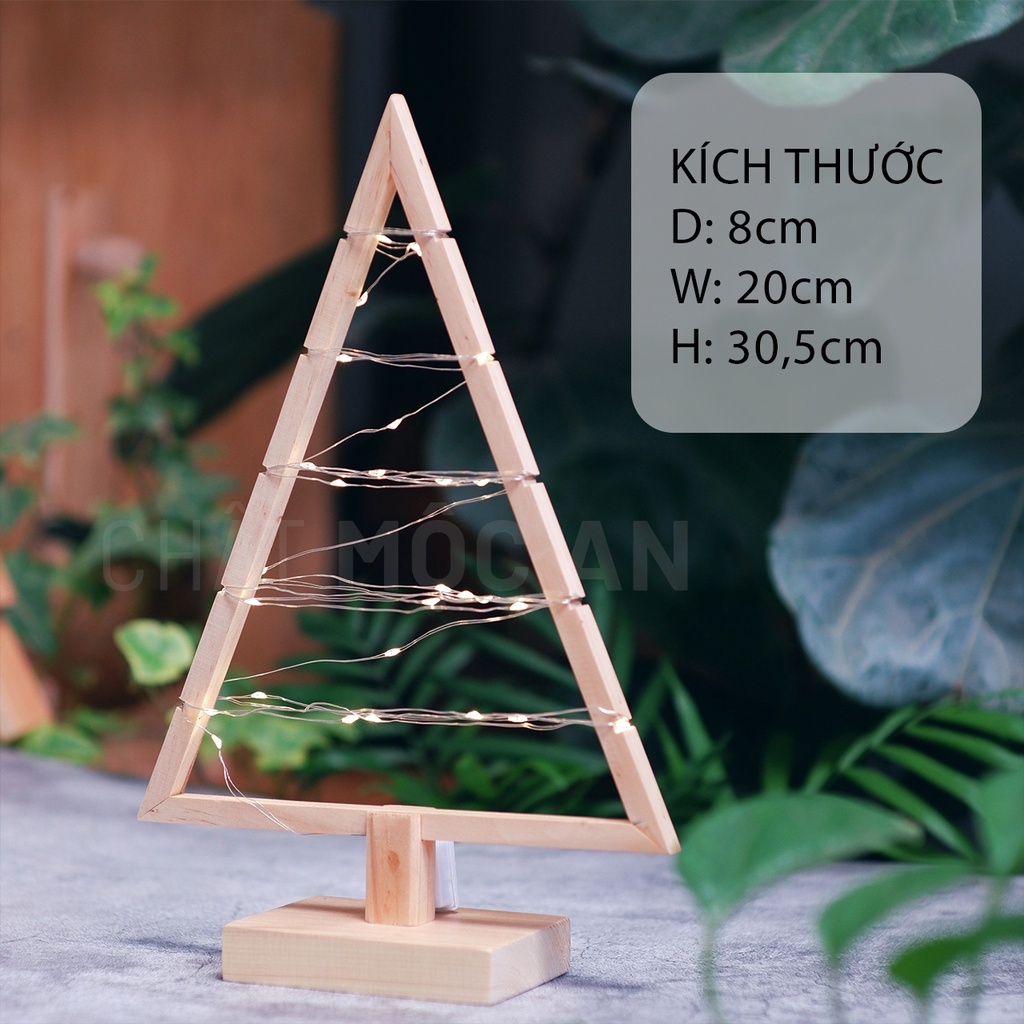 Cây Thông Noel Bằng Gỗ Kèm Đèn Đom Đóm 02, Trang Trí Giáng Sinh, Noel, Làm Quà Tặng