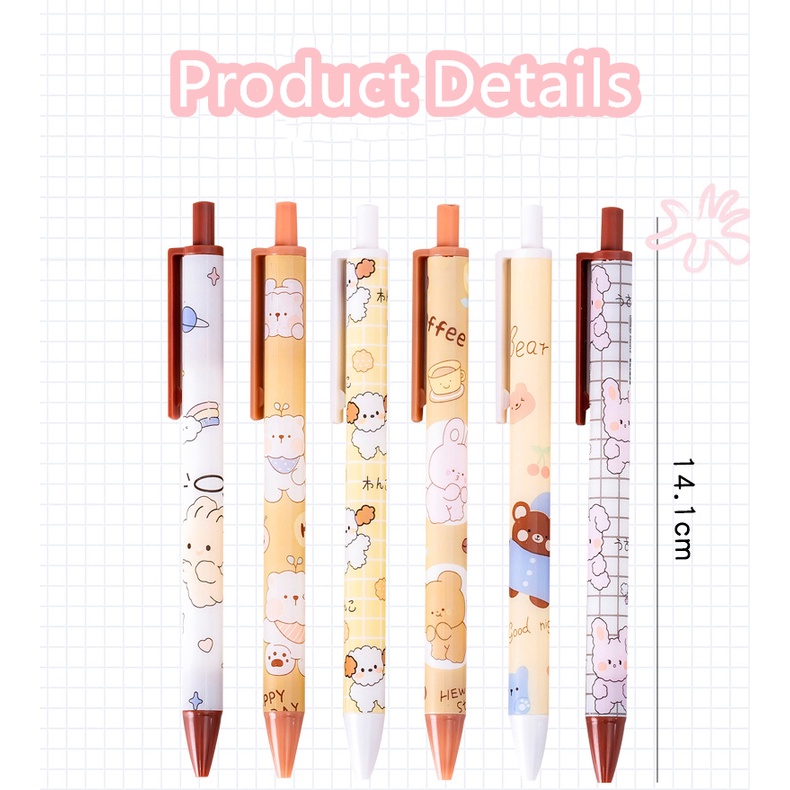 Bút bi bấm mực đen dễ thương cute ngòi 0.5mm màu pastel