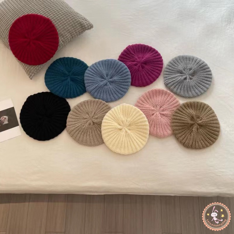 Mũ Beret Dệt Kim Co Giãn Giữ Ấm Cho Bé