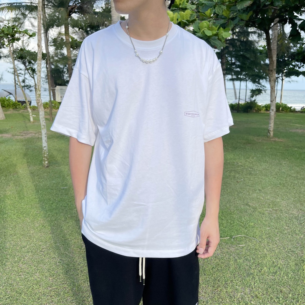 Áo Thun Wooyoungmi Tay Ngắn Cổ Tròn In Họa Tiết Hoa Tím Thời Trang Cho Nam Và Nữ