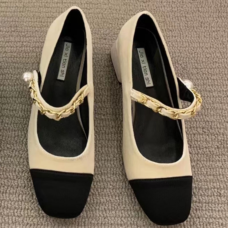 Giày cao gót IELGY mũi vuông phong cách Pháp ngọt ngào xinh xắn dành cho nữ