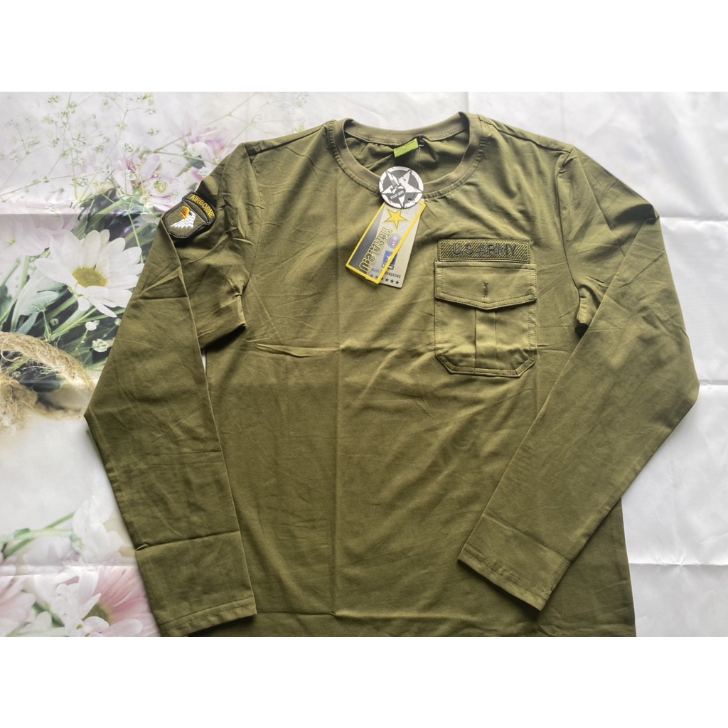 (Hồ Chí Minh)_Áo thun nam tay dài cổ tròn màu xanh oliu thời trang cho nam_Hàng Nhập_THUỶ TIÊN SHOP