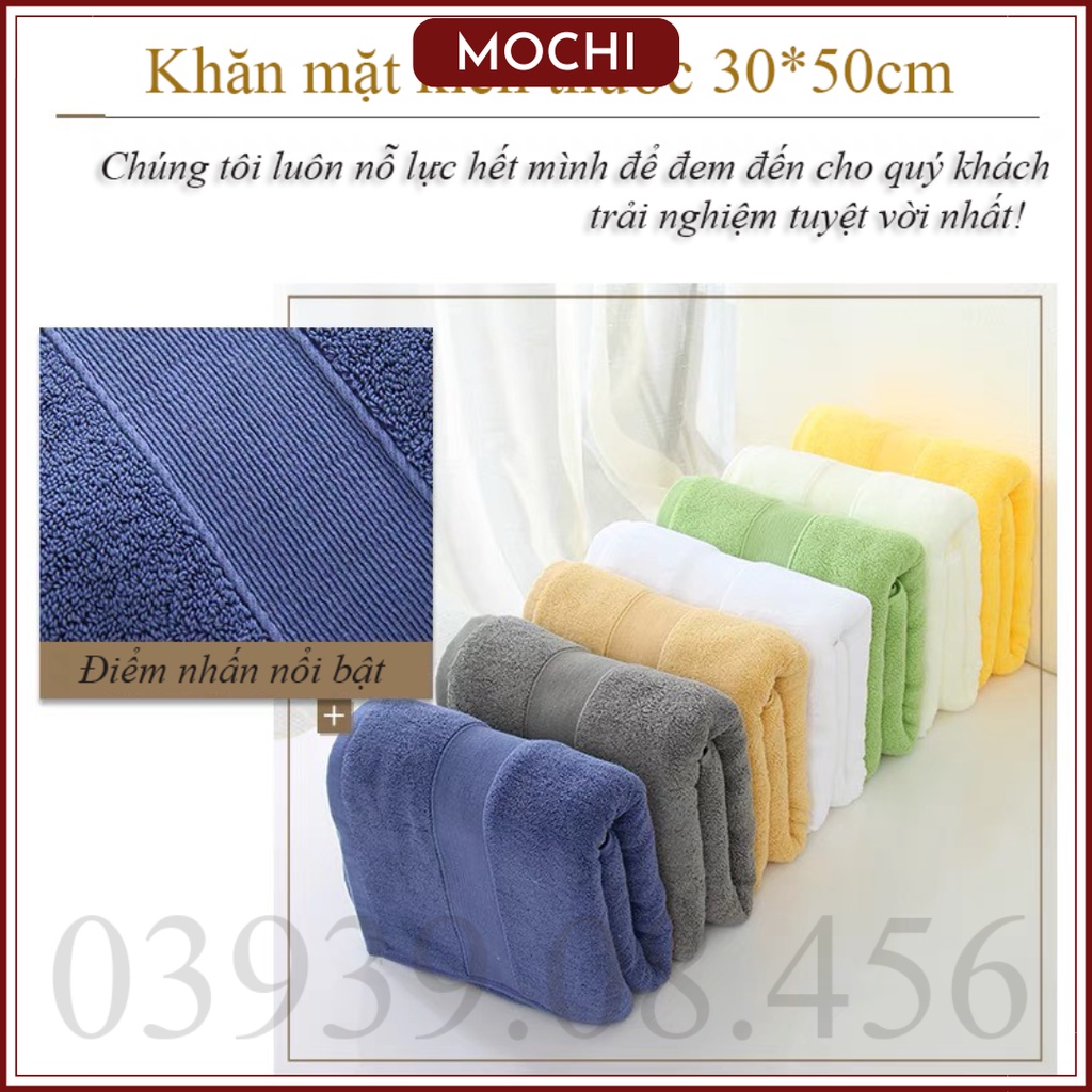 Khăn Mặt 30x50cm MOCHI 100% Cotton Siêu Thấm Hút, Không Sổ Lông, Không Phai Màu Dùng Cho Gia Đình Và Khách Sạn