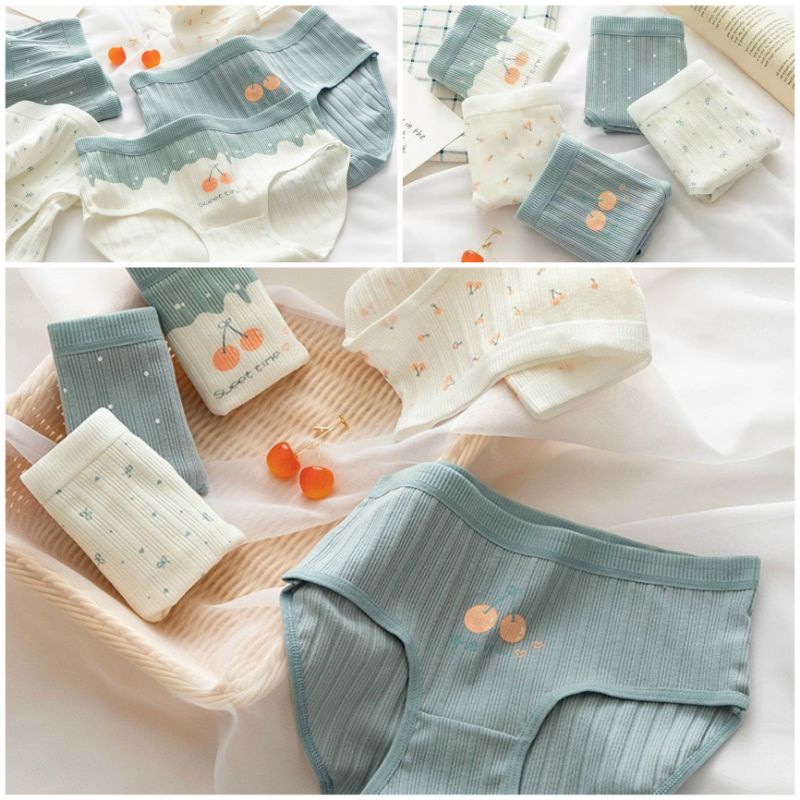 SET 5 Quần Lót Big Size Cho Bé Gái -Quần Chíp Nữ Cotton Gân Tăm Dày Dặn,Đáy Lót Kháng Khuẩn,Biên Bản Trái Cherry