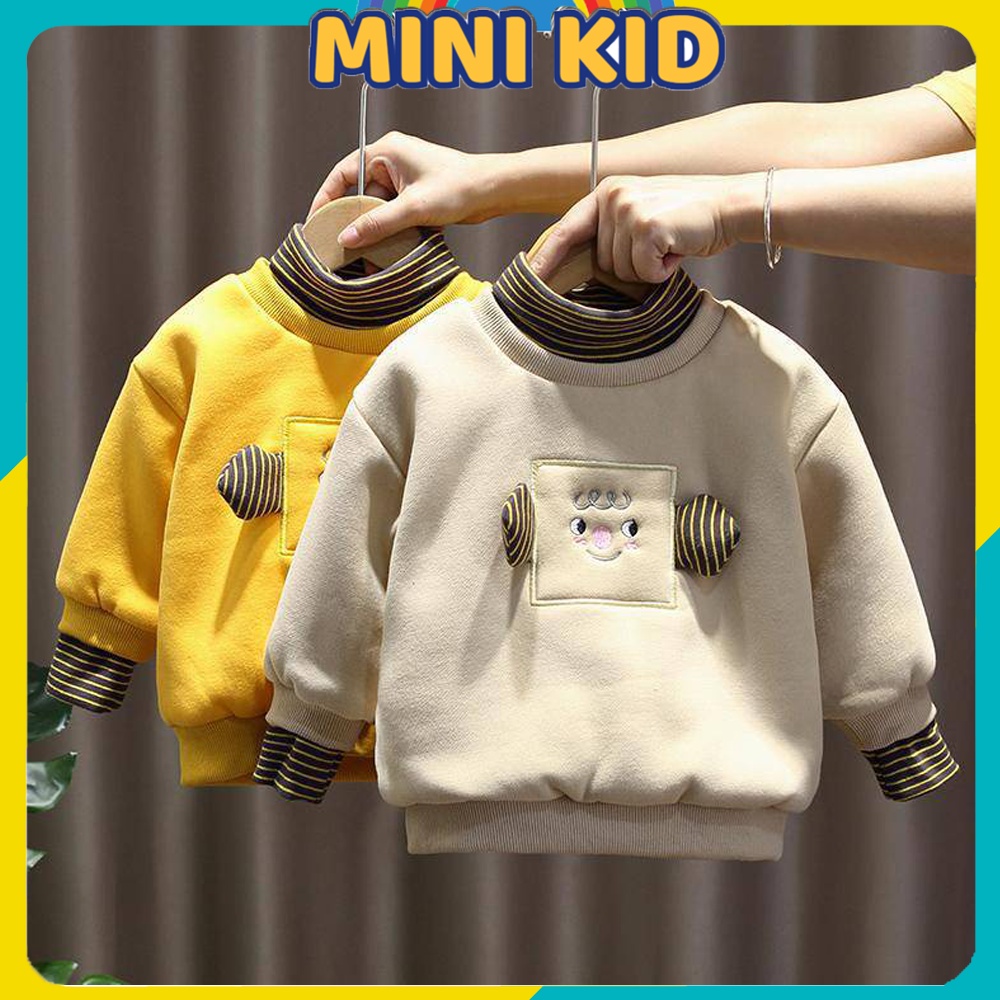 Áo Nỉ Bông Cho Bé Trai Bé Gái Cổ Lọ Dài Tay Ấm Size 8-20kg