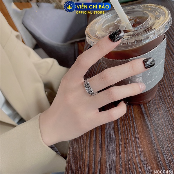 Nhẫn kim tiề n xiên chéo New chất liệu bạc Thái 925 thời trang phụ kiện trang sức nữ Viễn Chí Bảo N000451x