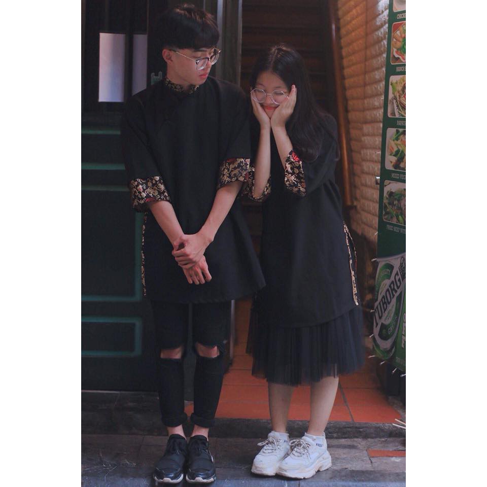 Áo sơ mi Shanghai unisex nam nữ có hình  - Áo dài cách tân nam nữ