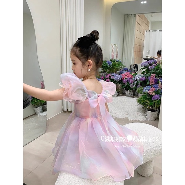 Váy nơ cầu vồng siêu cưng cho bé gái