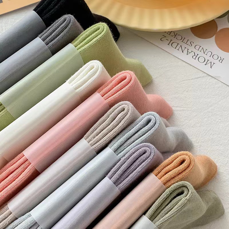 Vớ cotton Hàn Quốc Màu Sắc Đơn Giản Cho Nữ