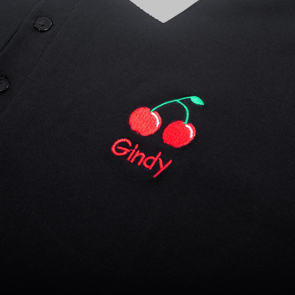 Áo phông thun nam nữ polo GINDY họa tiết hoa trái cây cổ bẻ tay lỡ form rộng unisex basic vải cotton thoáng mát A012