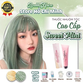 Thuốc nhuộm tóc màu SWEET MINT, Thuốc nhuộm tóc tại nhà cao cấp Buddyhairs tặng kèm 1 tẩy 50K phụ kiện nhuộm