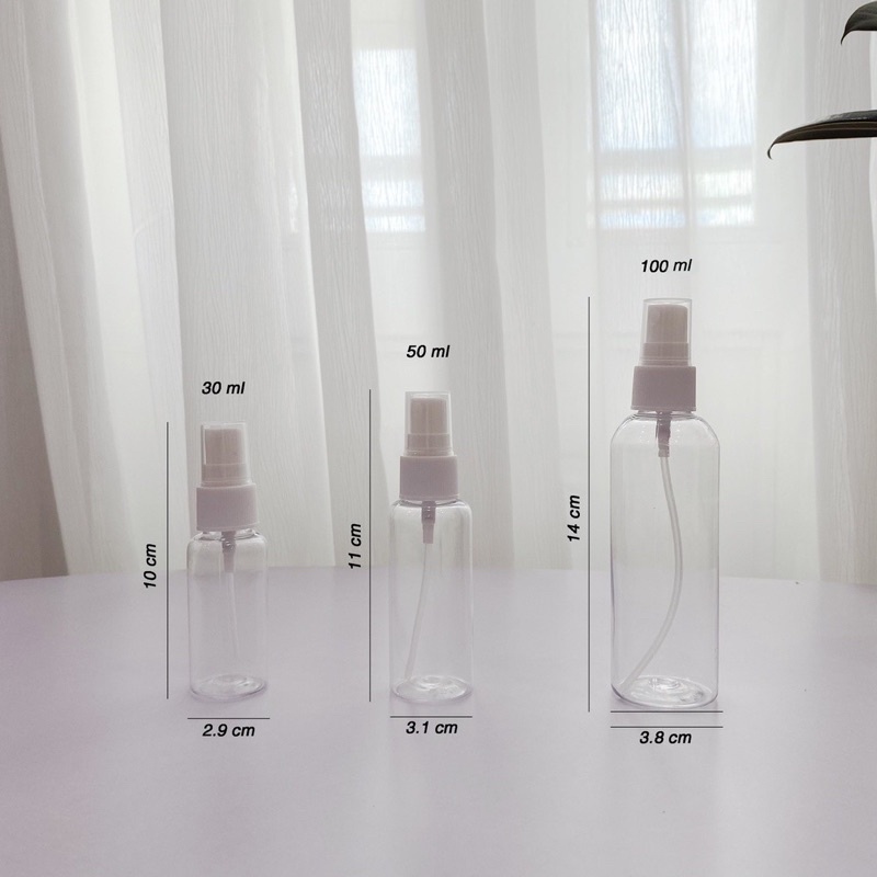 Tuýp/Hũ Chai Nhựa PET Dạng Xịt Phun Sương - Lọ Triết Chiết Mỹ Mĩ Phẩm Du Lịch Mini 30/ 50/ 100ml