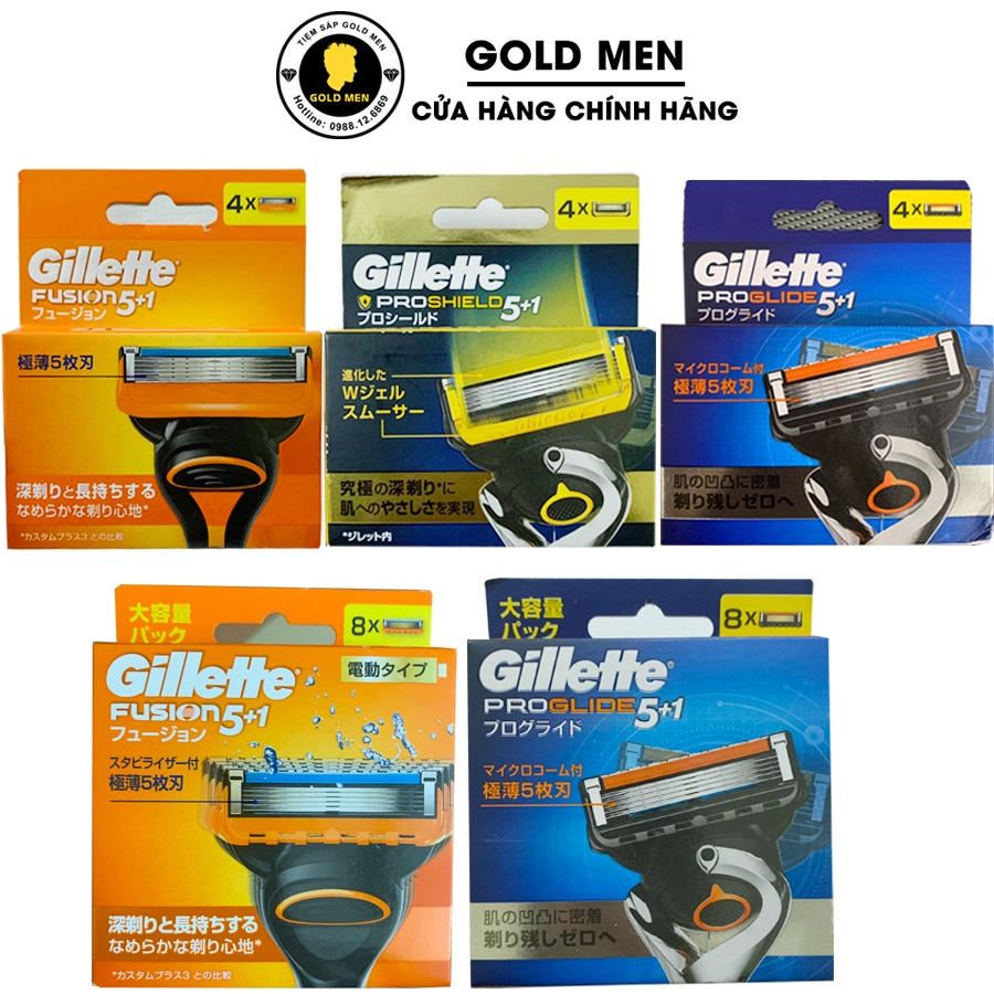 Dao cạo râu Gillette Fusion 5+1 set 10, set 6 Nhật Bản