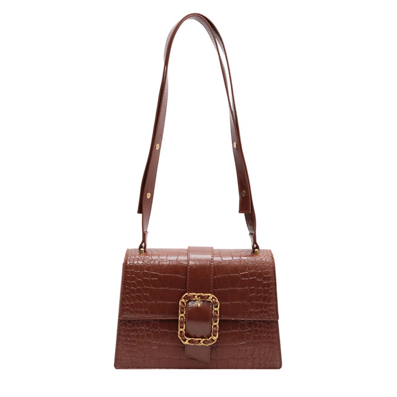 Túi đeo chéo IELGY hình vuông nhỏ vân da cá sấu phong cách retro thời trang cho nữ