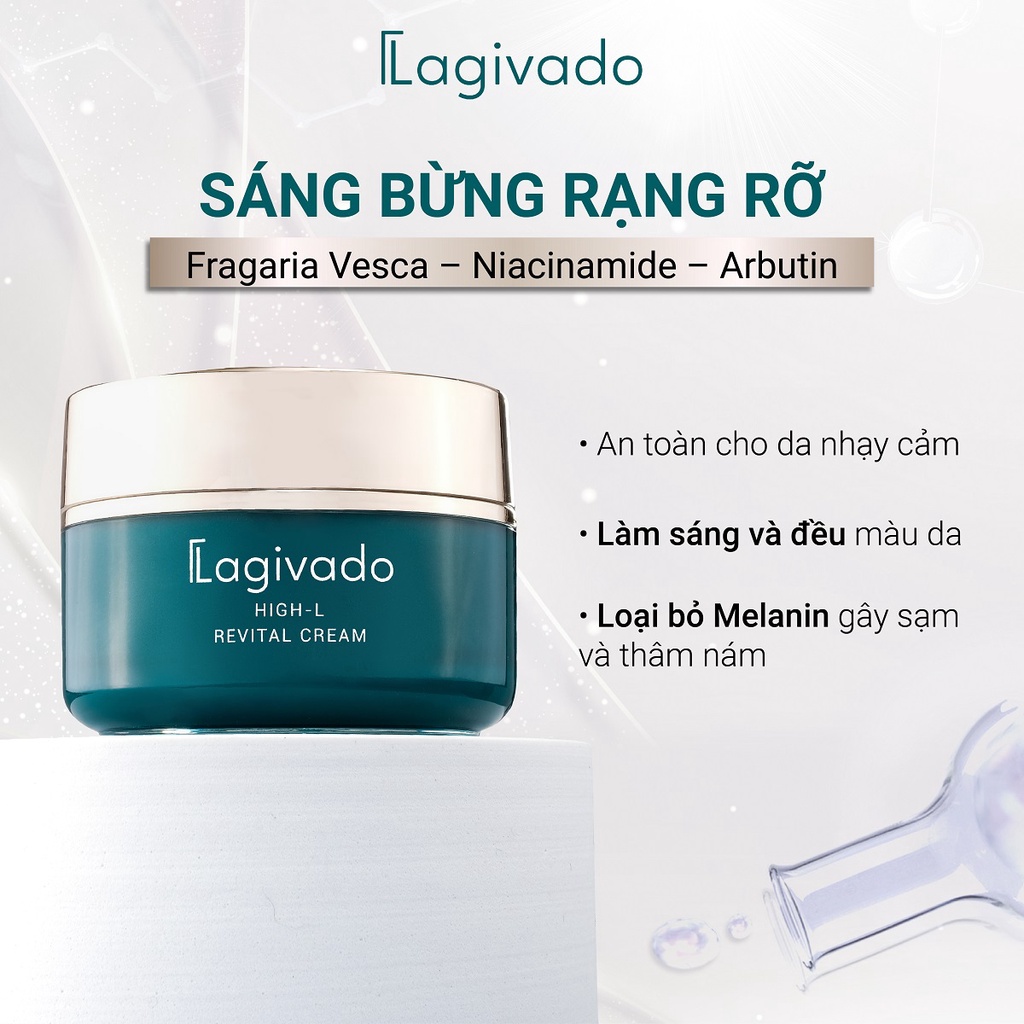 Kem dưỡng trắng da, mờ thâm nám, đốm nâu Lagivado High-L Revital Cream với Arbutin 2% - 50 g