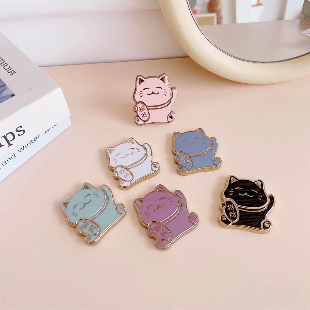 Giá Đỡ Điện Thoại Họa Tiết Mèo May Mắn Hoạt Hình Dễ Thương Thông Dụng