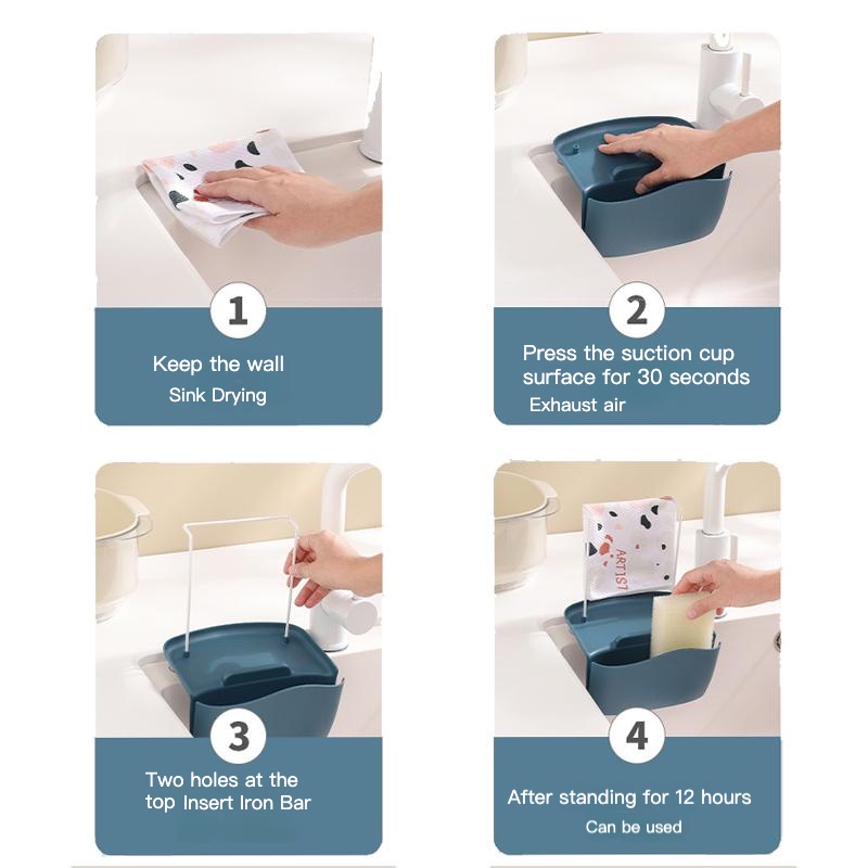 Trong kho🇻🇳2 Trong 1 Giá treo để đồ rửa bát gắn bồn rửa có móc treo khăn tiện dụng - khay đựng đồ rửa chén