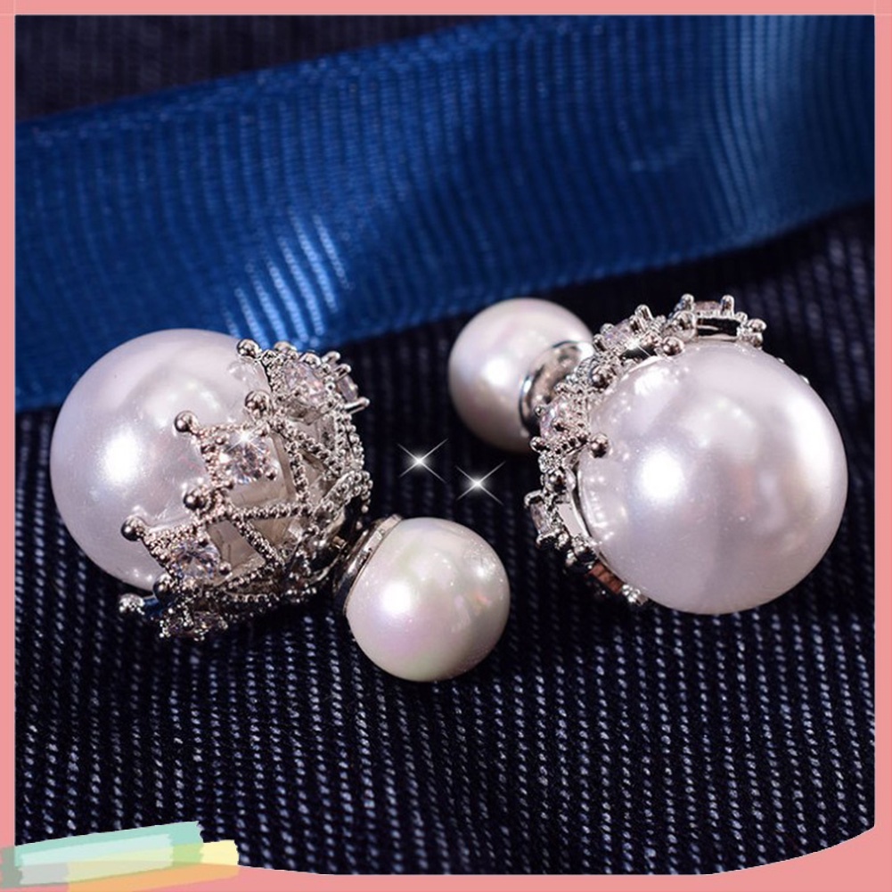 Đôi khuyên tai hình hoa phối hạt ngọc trai giả thời trang cho nữ