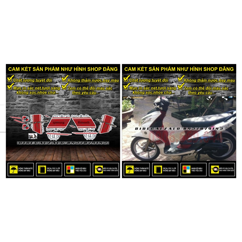 TEM RỜI MIO ULTIMO 2009 MẪU ZIN DÁN XE TRẮNG - THU DECAL