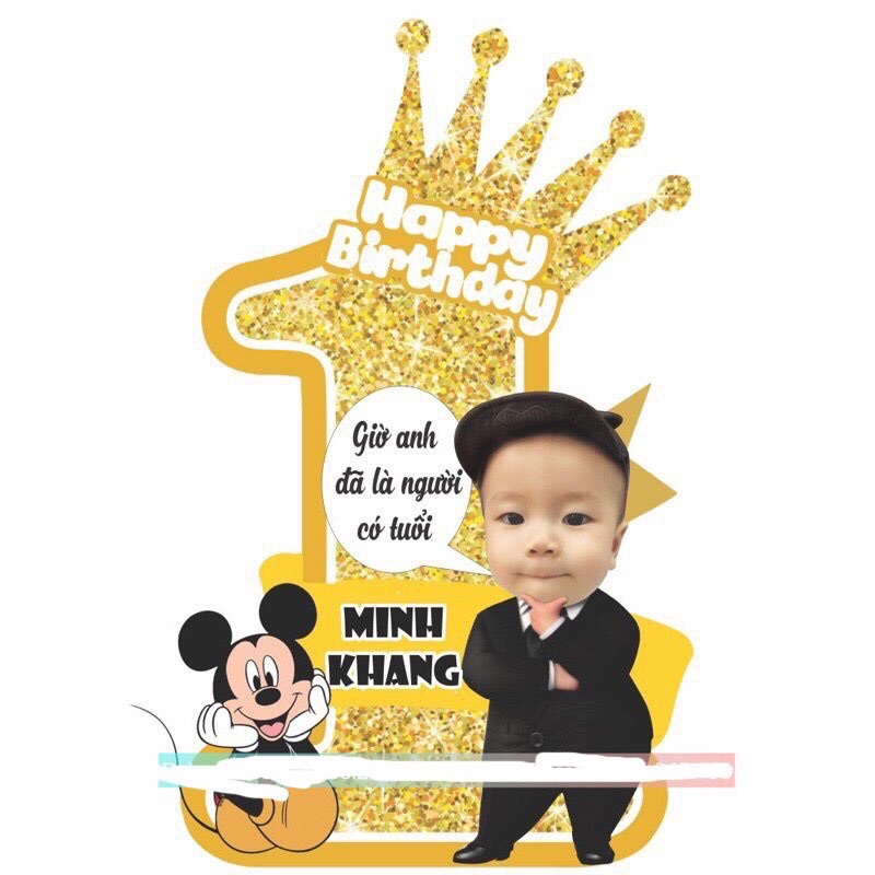 (Freeship)Cây số tuổi kèm hình chibi tên bé dùng trang trí sinh nhật,thôi nôi, đầy tháng,trang trí sự kiện