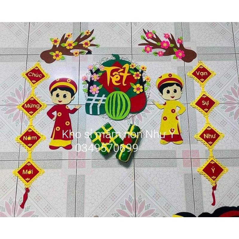 Tranh Trang Trí Tết mầm non vải nỉ