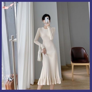 Đầm body đầm body sexy váy đầm váy thu đông đầm thun dài vừa vặn tay dài phong cách hàn quốc kiểu mới 2022