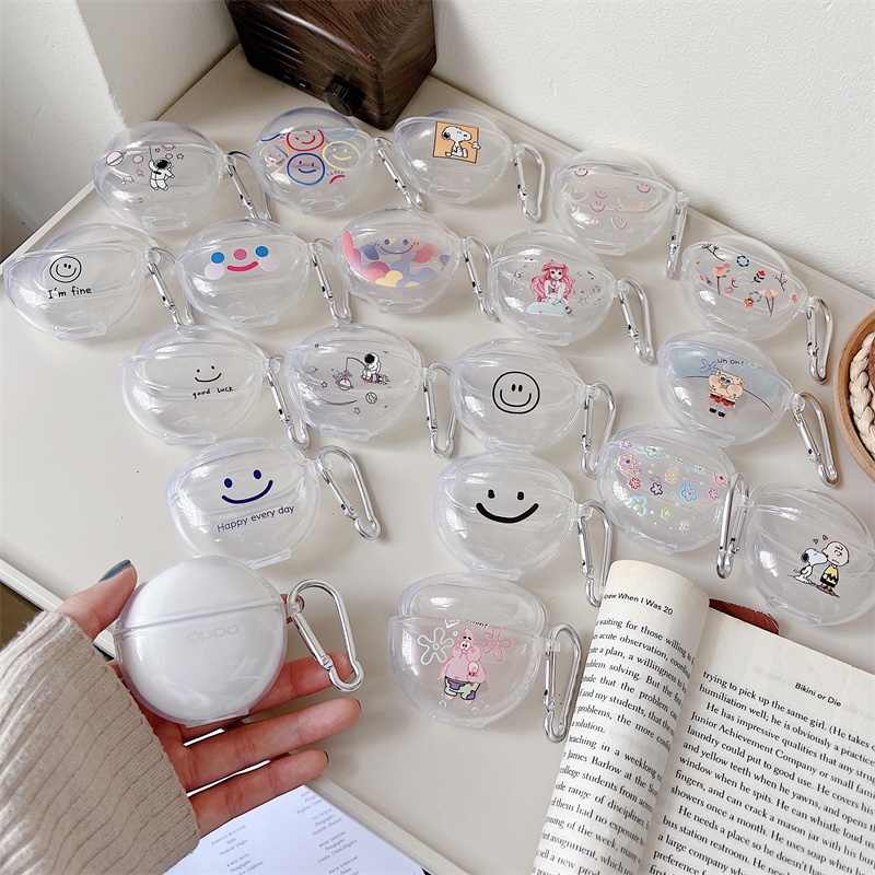 Vỏ Bảo Vệ Hộp Sạc Tai Nghe OPPO Enco Buds 2 Buds2 OPPO Enco Air 2i Trong Suốt Họa Tiết Phi Hành Gia Mặt Cười Dễ Thương Kèm Móc Treo
