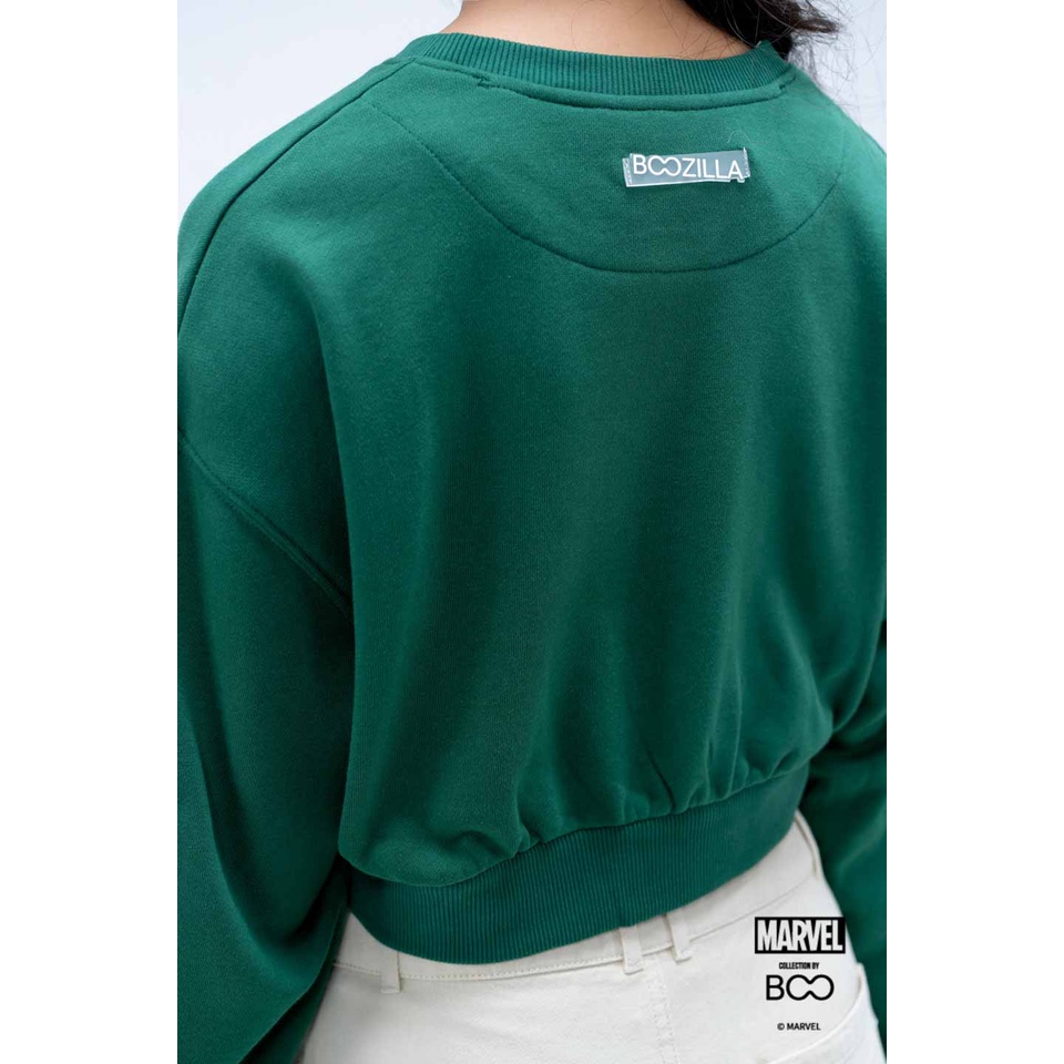 Áo Nỉ Không Mũ Nữ BOO Dáng Croptop Logo Marvel BZL