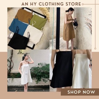 🍩 𝒏𝒆𝒘 𝒊𝒏 - lenin basic dress 🤎 đầm dây mảnh basic