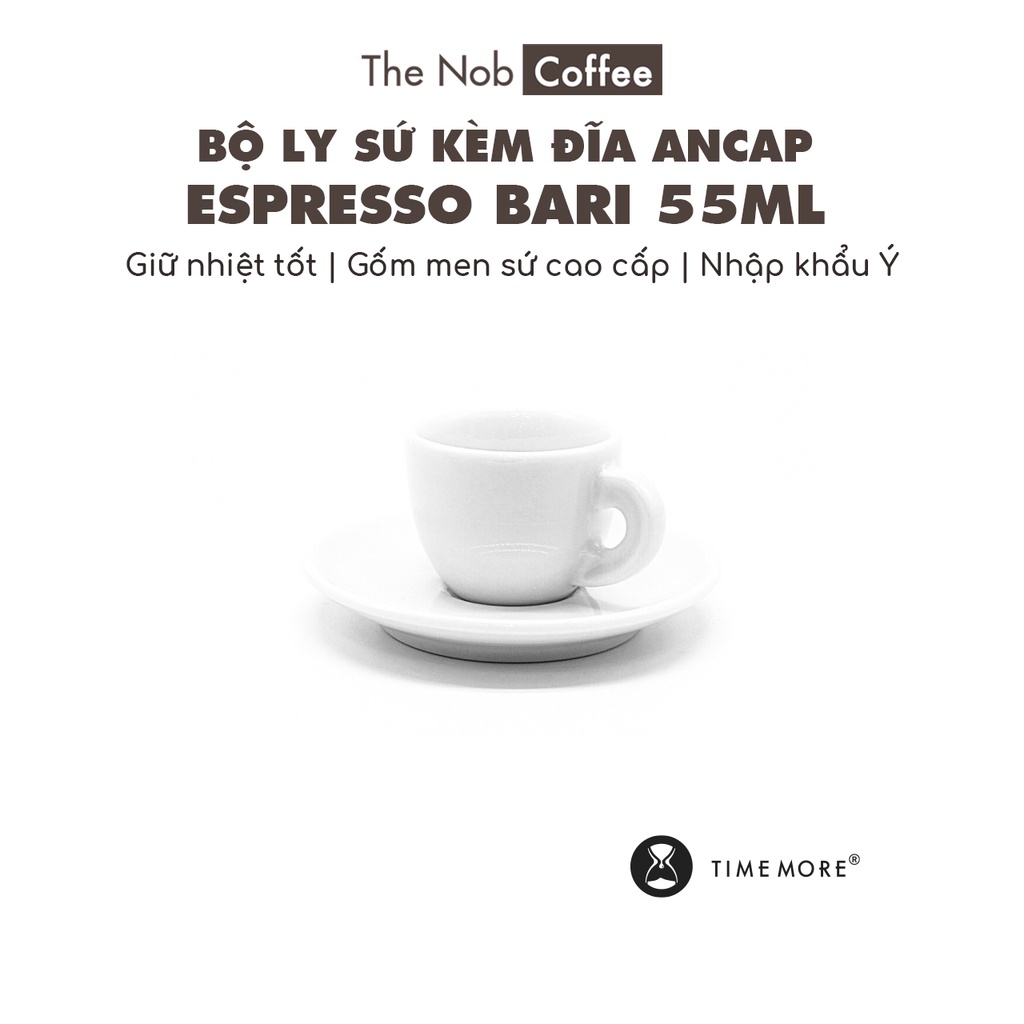Bộ ly sứ kèm đĩa Ancap Espresso Bari 55ml | Nhập khẩu Ý