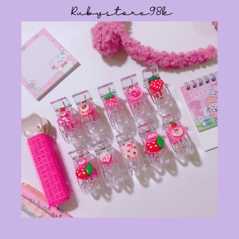 Sỉ vỉ 12 kẹp càng cua gấu dâu LOTSO siêu hot, kẹp Noel