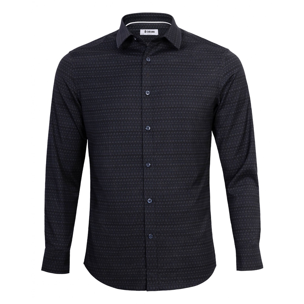 Áo sơ mi dài tay nam Vulcano 2066A màu xám họa tiết móc xích