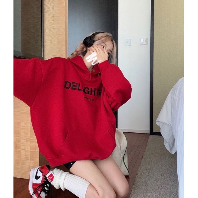[ Rẻ vô địch ] Áo hoodie form rộng mũ hai lớp - Delight