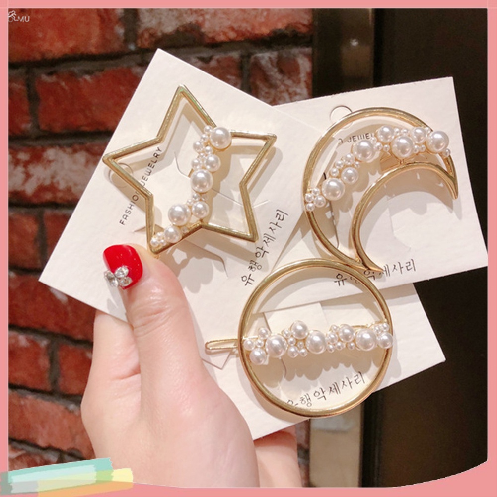 Kẹp tóc hình mặt trăng / ngôi sao đính đá thời trang cho nữ